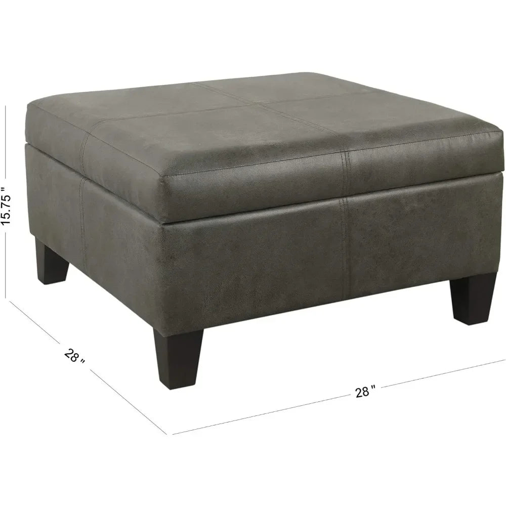 Home Decor Luxury Large Faux Leather Square Storage Ottoman | Ottoman With Storage for Living Room & Bedroom Rattan Chair Stool