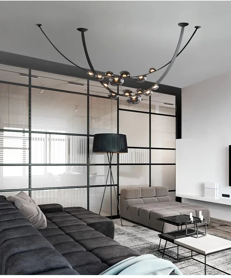 Modern Minimalist Restaurant Gray Decorative Chandelier Nordic Art Designer Villa Duplex Suspended Living Room Staircase Chandel