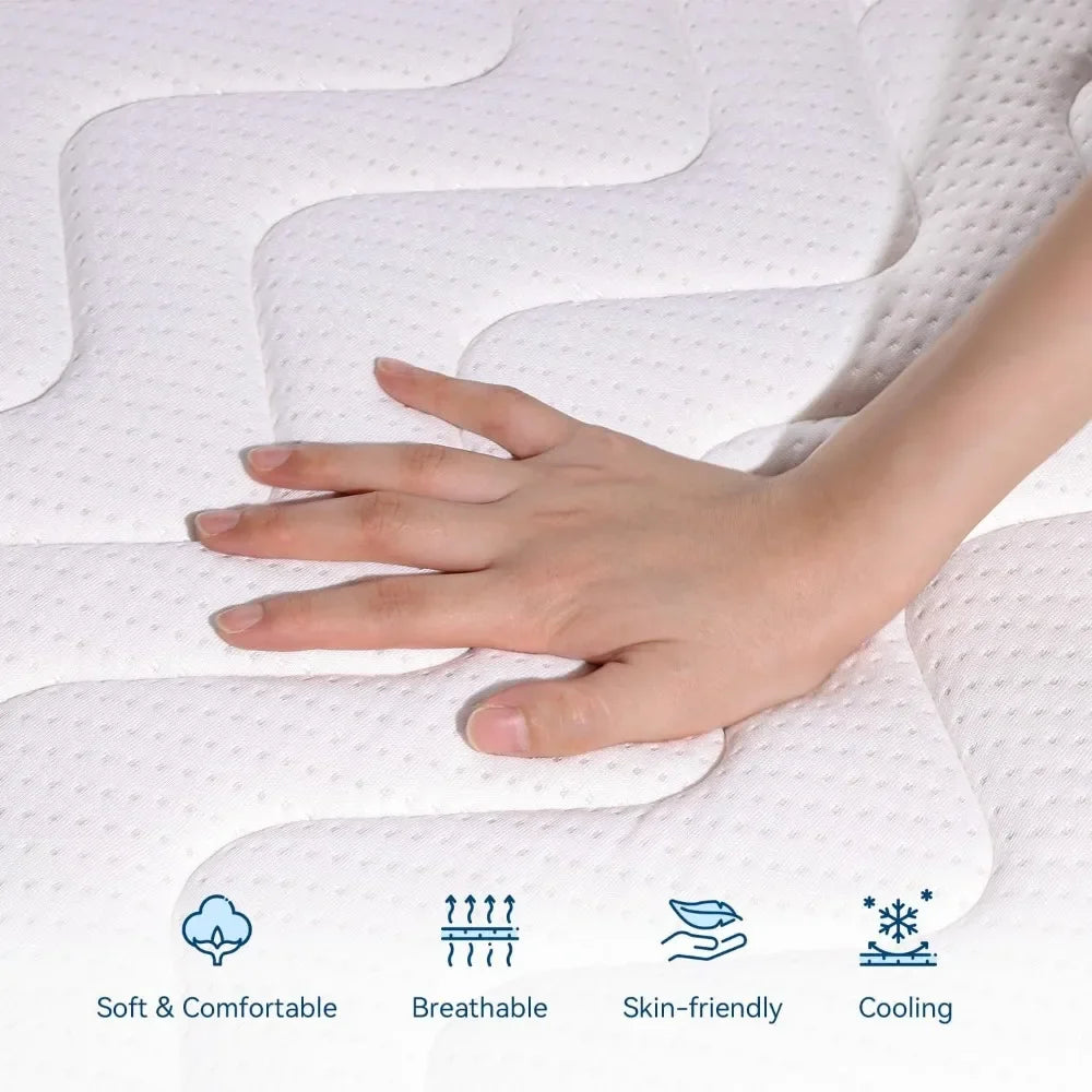 Queen Mattress, Fiberglass Free & Support Comfort, Cooling Charcoal Medium Firm Mattresses, 10 Inch Memory Foam Mattress