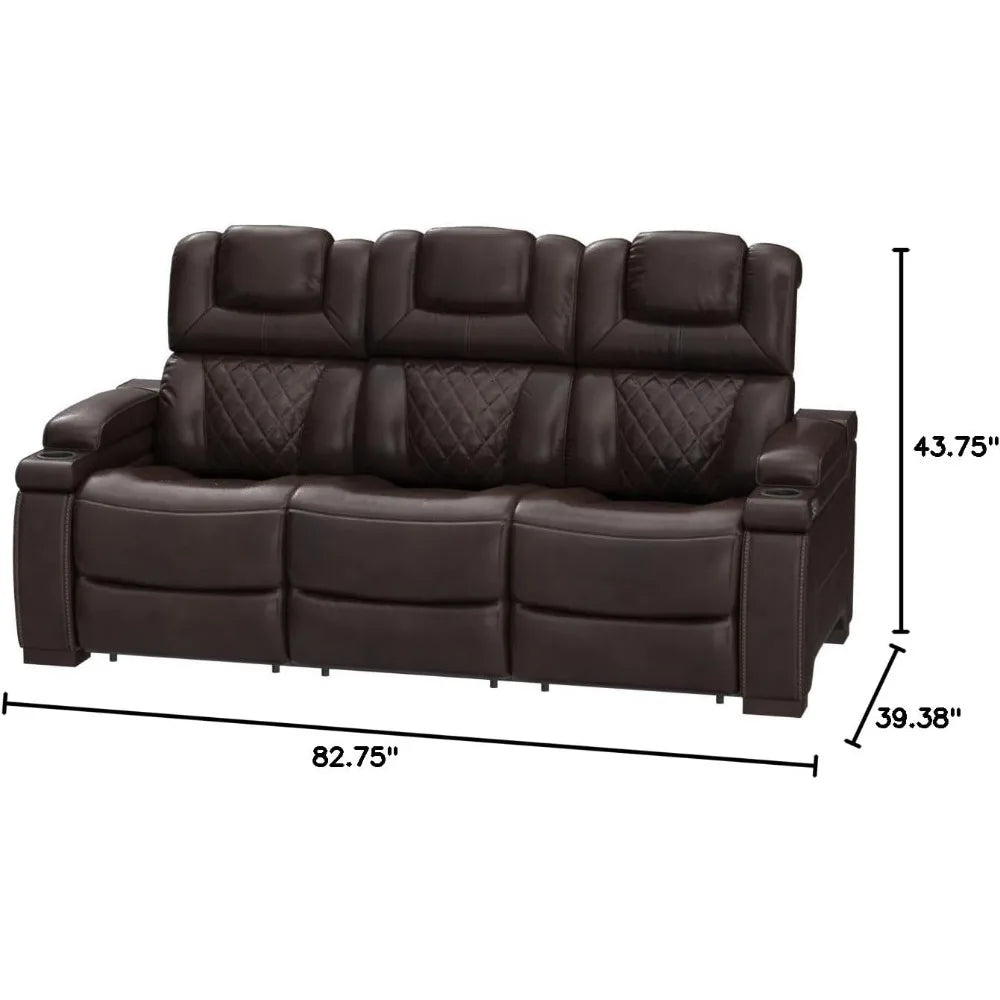 Warnerton Faux Leather Power Reclining Sofa with Adjustable Headrest living room furniture