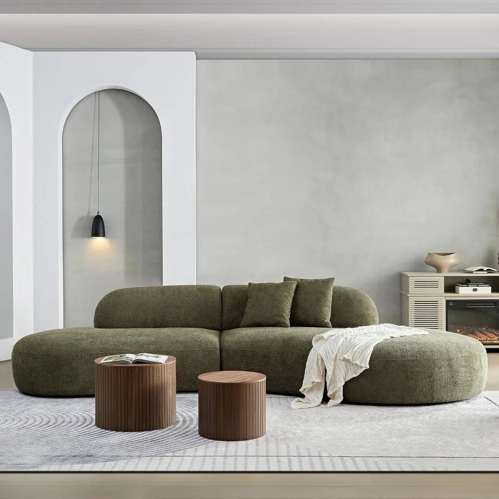 135"Curved Sectional Sofa,Modern Boucle Fabric Upholstered Modular Couch Oversized 6-Seat Sofa for Living Room,Bedroom,Apartment