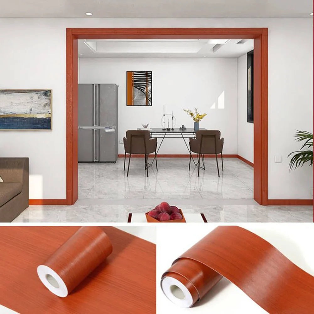5M Skirting Line Wall Sticker Imitation Wood Pattern Self-adhesive PVC Sticker Living Room Corner Decals