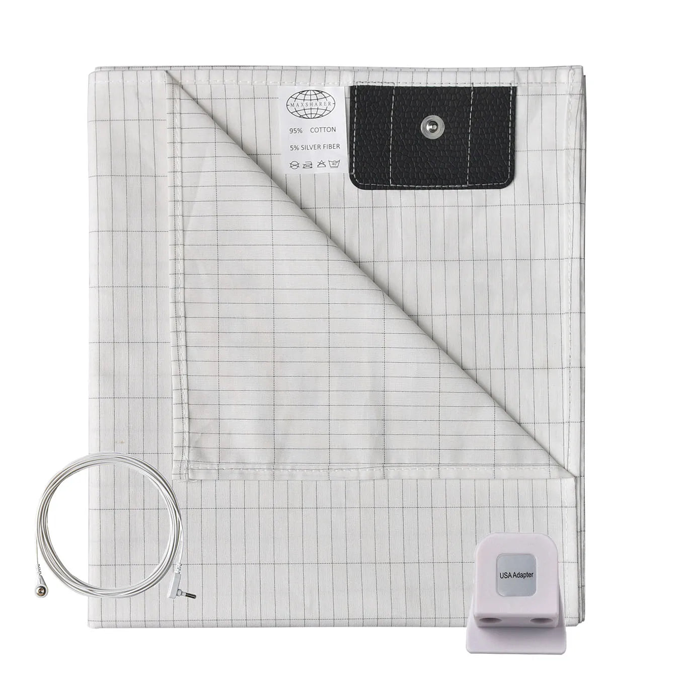 Half Grounding Mat for Bed Anti-slip PU Leather Earthing Mattress With Grounding Cord & Plug Adapter