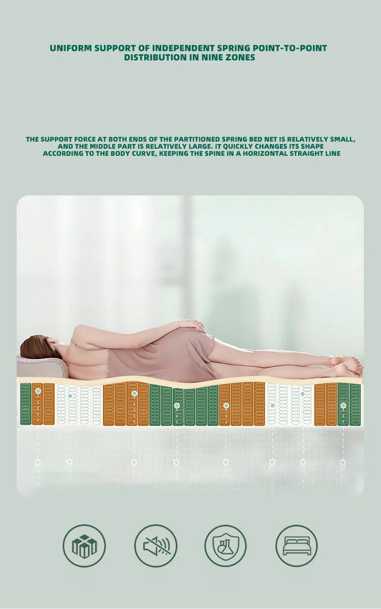 Ximengsi Mattress Soft Mattress Home Memory Cotton Latex Spring Coconut Brown Double Sided Five Star Hotel 22cm Thick