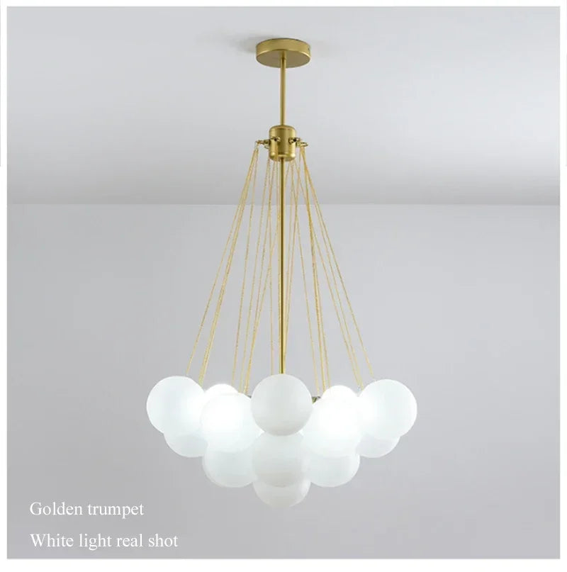 Nordic Bubble Glass Chandelier for Living Dining Table Room Decoration Frosted Glass Gold Black LED Ceiling Pendant Light
