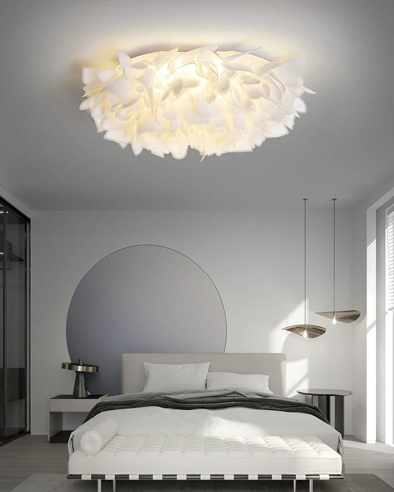 Nordic Luxury Fashion Petal Iron PVC LED Decor Home Atmosphere Ceiling Light Bedroom Foyer Dining Room Lighting Fixtures