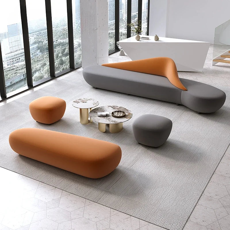 Beige Living Room Sofa European Nordic Sectional Curved Lounge Chaise Couch Puffs Double Lazy Italian Divano Soggiorno Furniture