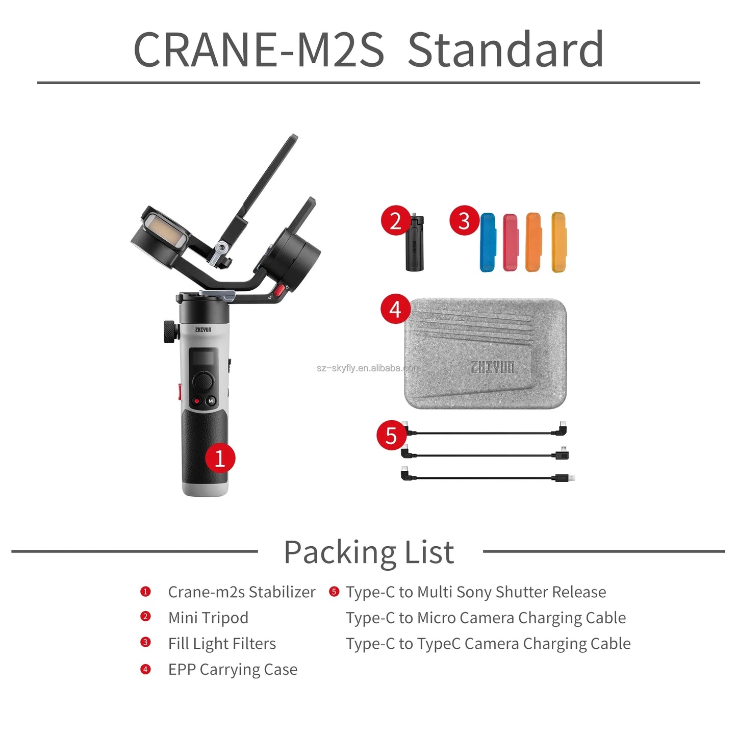 M2S 3-Axis Mirrorless Cameras Gimbal Handheld Stabilizer for Sony Canon Action Compact Camera Smartphones Vlog