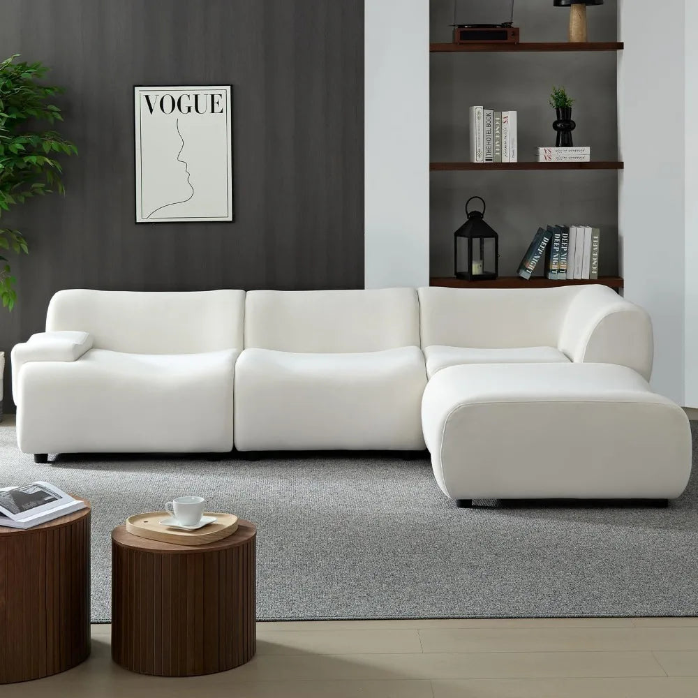 135"Curved Sectional Sofa,Modern Boucle Fabric Upholstered Modular Couch Oversized 6-Seat Sofa for Living Room,Bedroom,Apartment