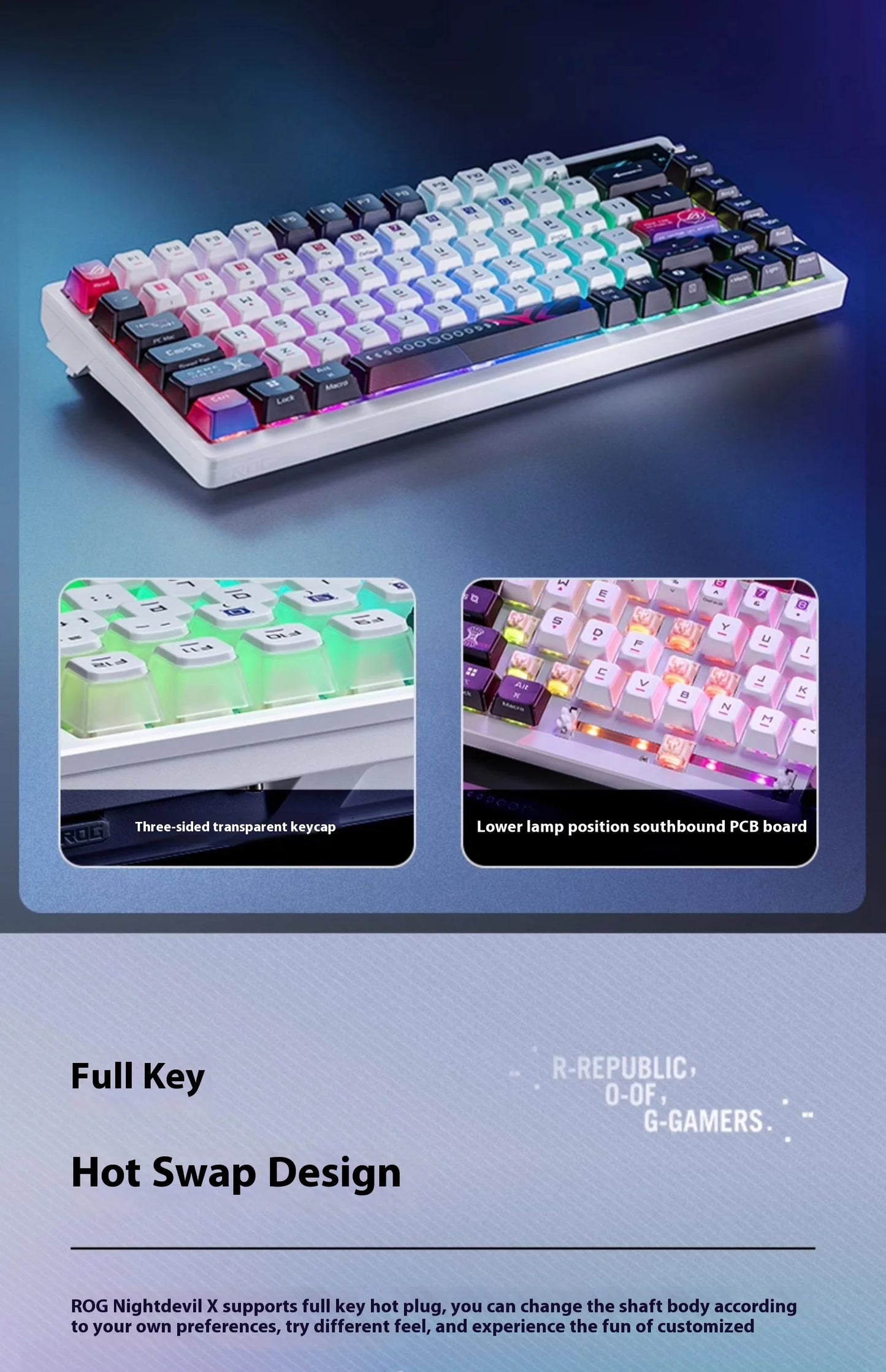 ROG Azoth X Wireless Tri-mode Mechanical Keyboard Hot Swap 2“OLED Screen Gasket Mount Custom PC Esport Laptop Gaming Keyboards