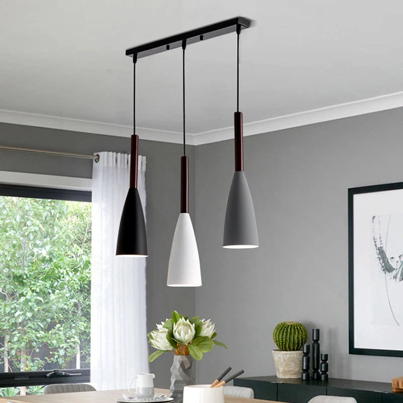 Nordic Minimalist Iron Decoration 3 Heads Chandeliers Restaurant Bar Bedroom Pendant Lights