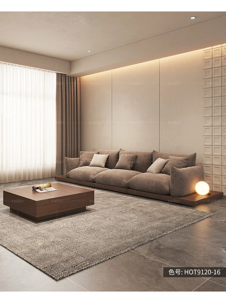 Japanese-style log wabi-sabi wind platform bread fabric sofa living room minimalist creative furniture