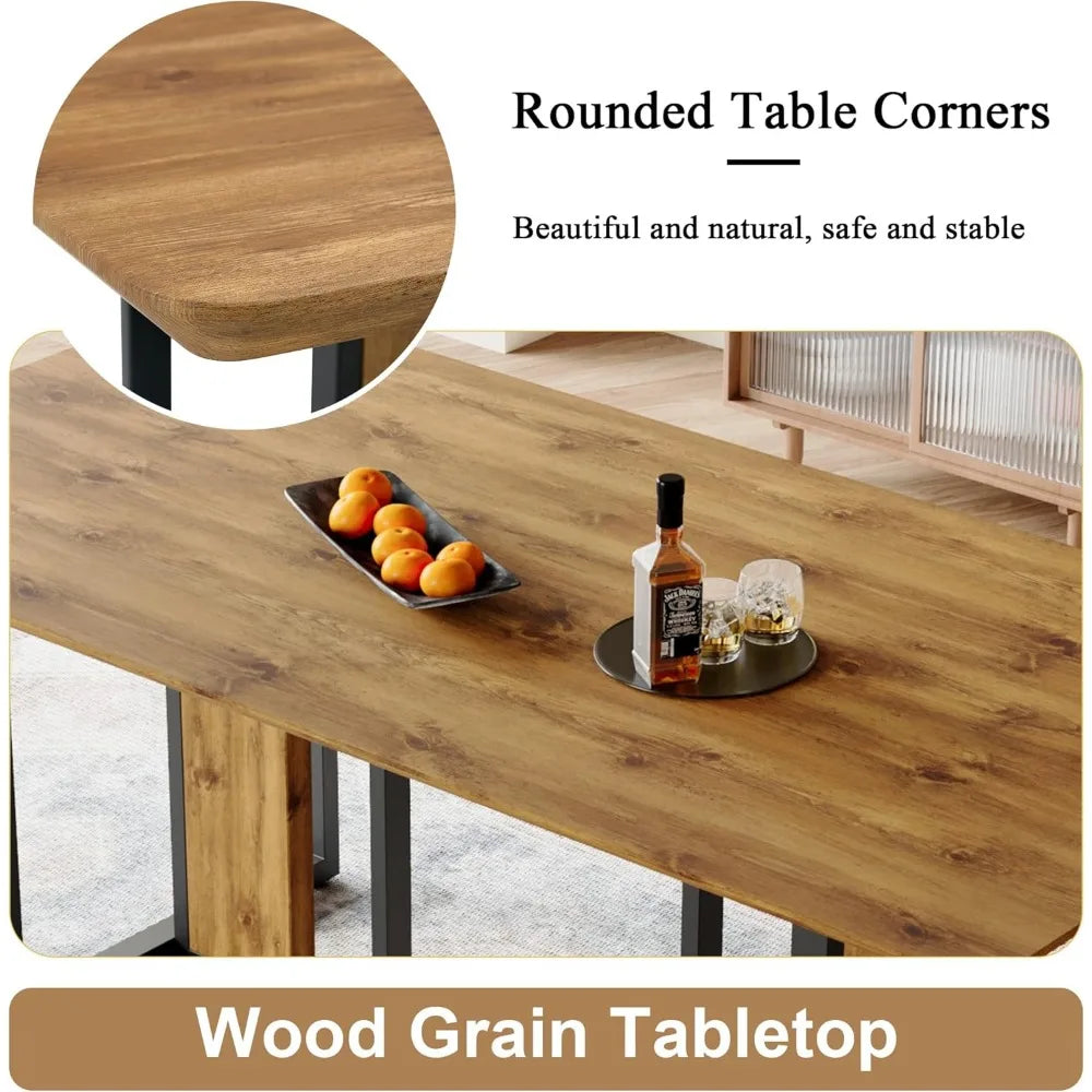 Large Dining Table Set for 10,79" Rectangle Wood Dining Table Set with 10 Cushion Upholstered Chairs,10 Seat Dining Table Set