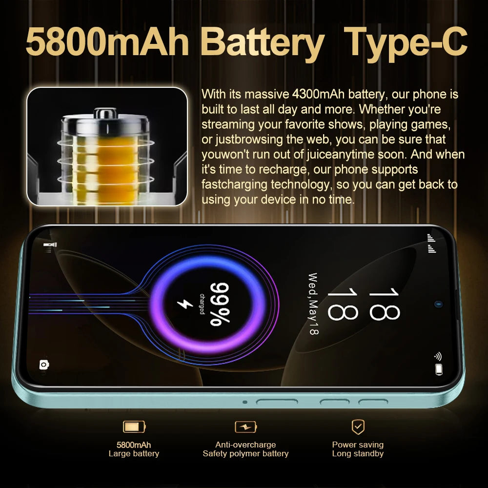 FUFFI X7 Pro Smartphone Cellphone Android 14 6.56 inch Screen,12+512GB 24+48MP Mobile phone 5800mAh Google Play Store Phone