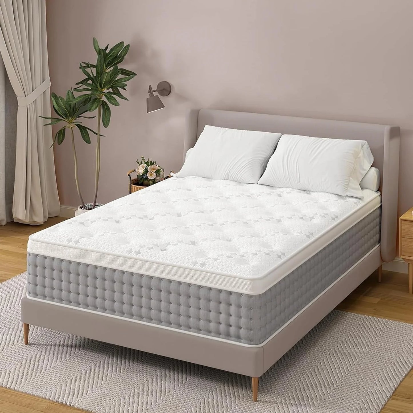King Size Mattress 14 Inch Hotel-Collection Hybrid Mattress Deep Sleep Pain Relief- Extra Lumbar&Hip Support--Mattress in a Box