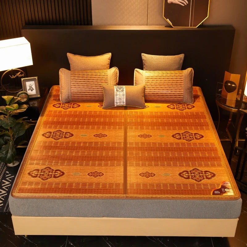 Double Fold Cool Mattress Summer Sleep Mat 100% Bamboo Mat Natural Comfortable High-quality Printed Mattress 1.8/2.0 Dormitory