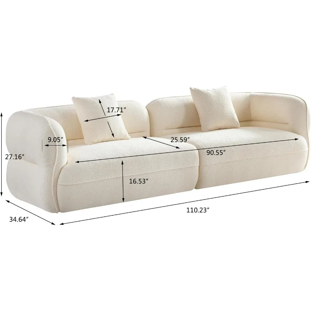 135"Curved Sectional Sofa,Modern Boucle Fabric Upholstered Modular Couch Oversized 6-Seat Sofa for Living Room,Bedroom,Apartment