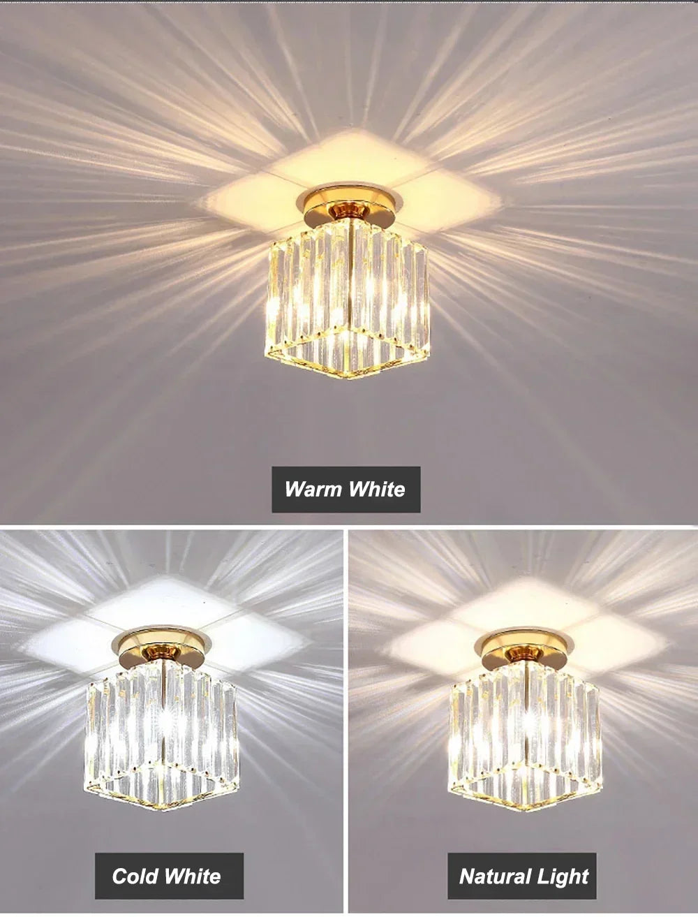 Modern Chandelier Crystal Ceiling Light Semi Flush Mount Ceiling Lighting Fixture Entrance Balcony Indoor Hang Lamp Lighting