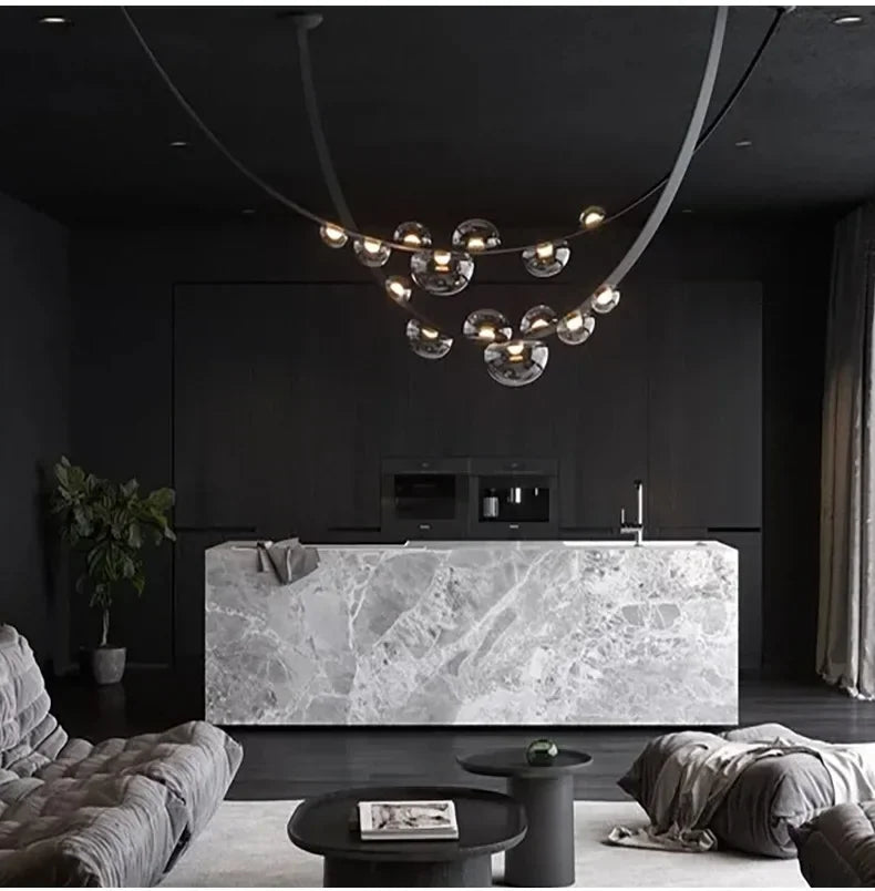 Modern Minimalist Restaurant Gray Decorative Chandelier Nordic Art Designer Villa Duplex Suspended Living Room Staircase Chandel