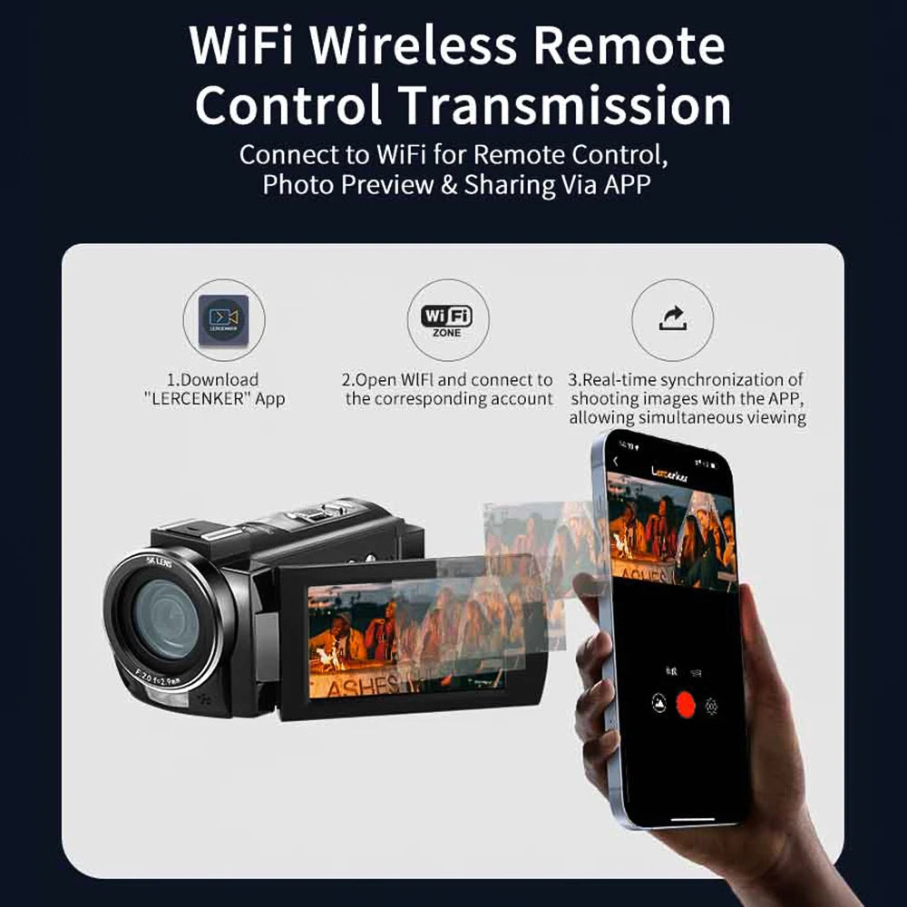 ORDRO HDR-AE20 5K Digital Video Camera WiFi Camcorder DV Recorder 3.0 Inch IPS Touch Panel 56MP 18X Digital Zoom Time-lapse