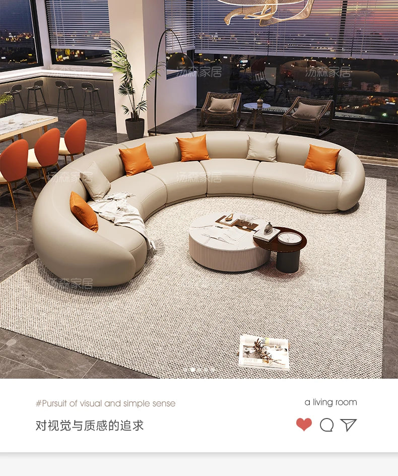 Curved Luxury Couches Unique Vintage Comfortable Italian Modern Puffs Sofa Leather Solid Wood Divano Letto Living Room Furniture