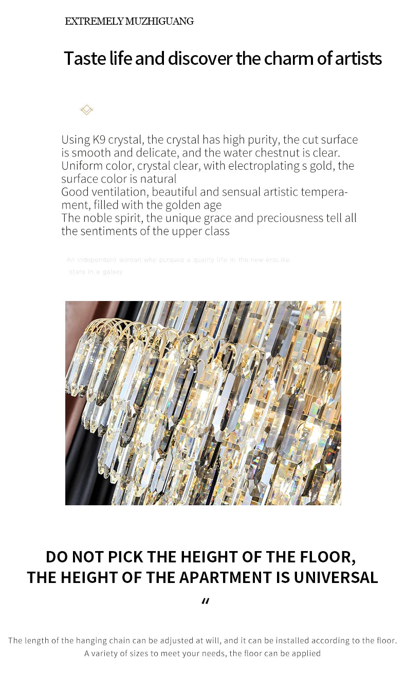 Designer LED Light Luxury Villa Main Hall Crystal Chandelier Luxury Hotel Restaurant Sales Office Custom Lights Pendant lights