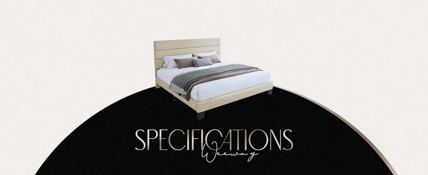 King Bed Frame Platform Bed,Linen Fabric Upholstered Headboard and Wooden Slats Support,Heavy Duty Mattress Foundation,Beige