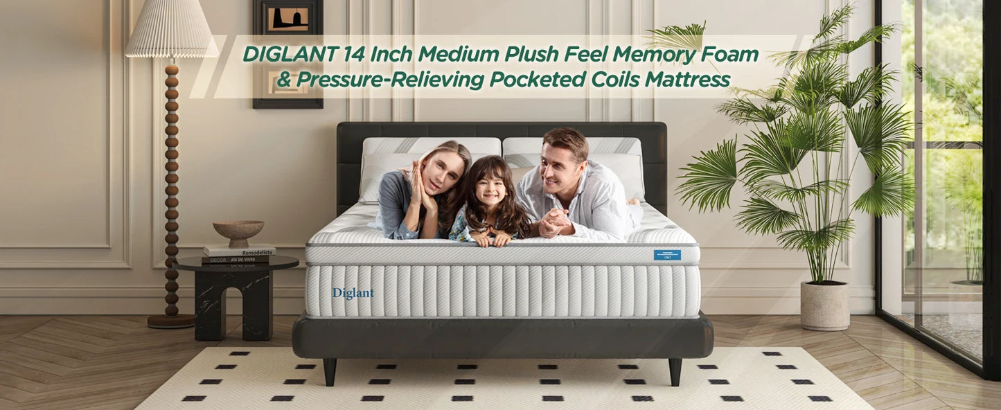Hybrid Mattress 14 Inch Memory Foam Pocketing Spring Mattress