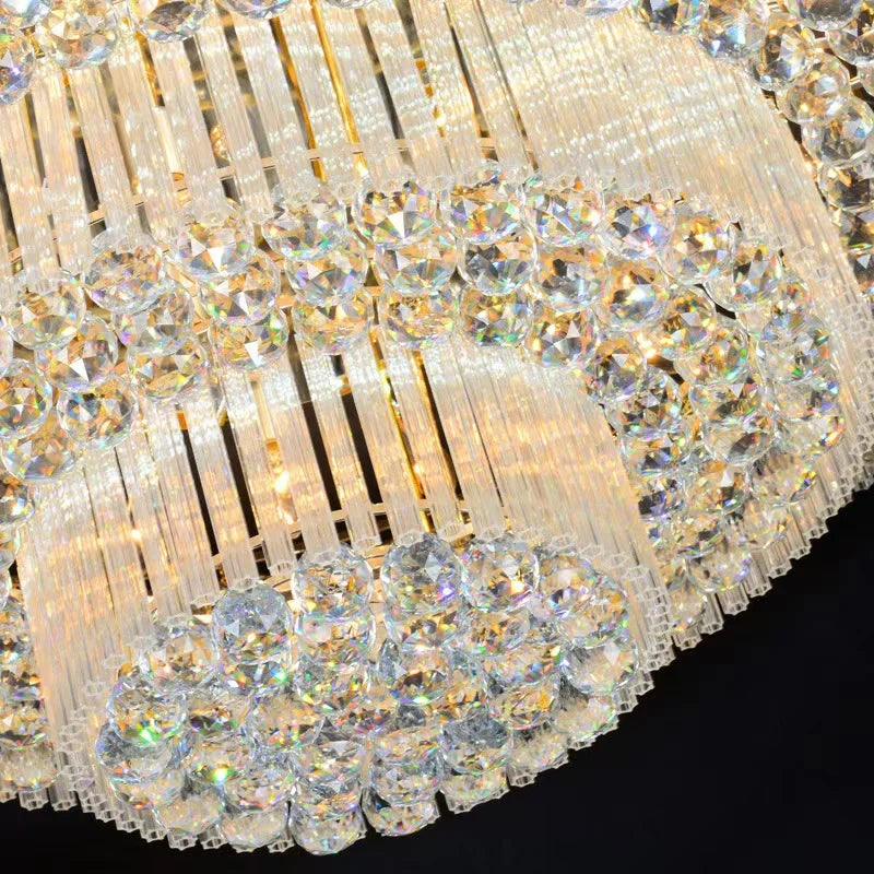Nordic Modern Golden Round Ring Hanging Light Modern LED Crystal Ceiling Chandelier Lamp For Dinning Living Room Hall Home Decor