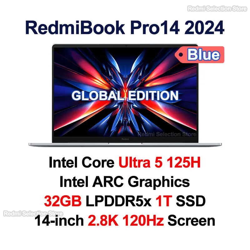 Xiaomi RedmiBook Pro 14 Laptop Ultra 5-125H/Ultra 7-155H ARC Graphics 32GB DDR5 1T SSD 14-inch 2.8K 120Hz Screen Notebook PC