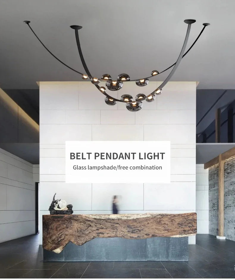 Modern Minimalist Restaurant Gray Decorative Chandelier Nordic Art Designer Villa Duplex Suspended Living Room Staircase Chandel