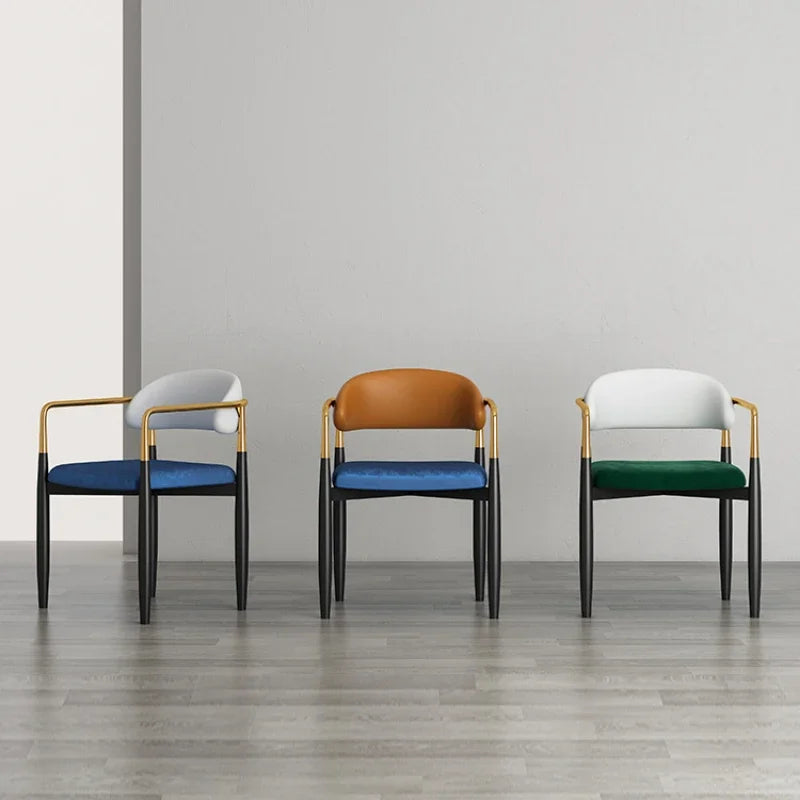 Nordic Light Luxury Dining Chair Creative Design Iron Art Leisure Chair Home Backrest Seatting Negotiation Chair Makeup Stool
