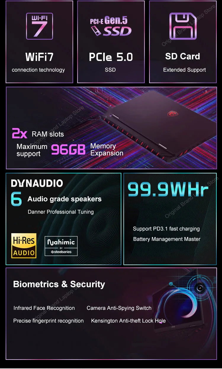 2024 MSI Raider A18 HX Gaming Laptop 18 Inch 2.5K QHD 240Hz IPS Screen Notebook AMD Ryzen R9-7945HX 32GB 2TB RTX4090 Netbook PC