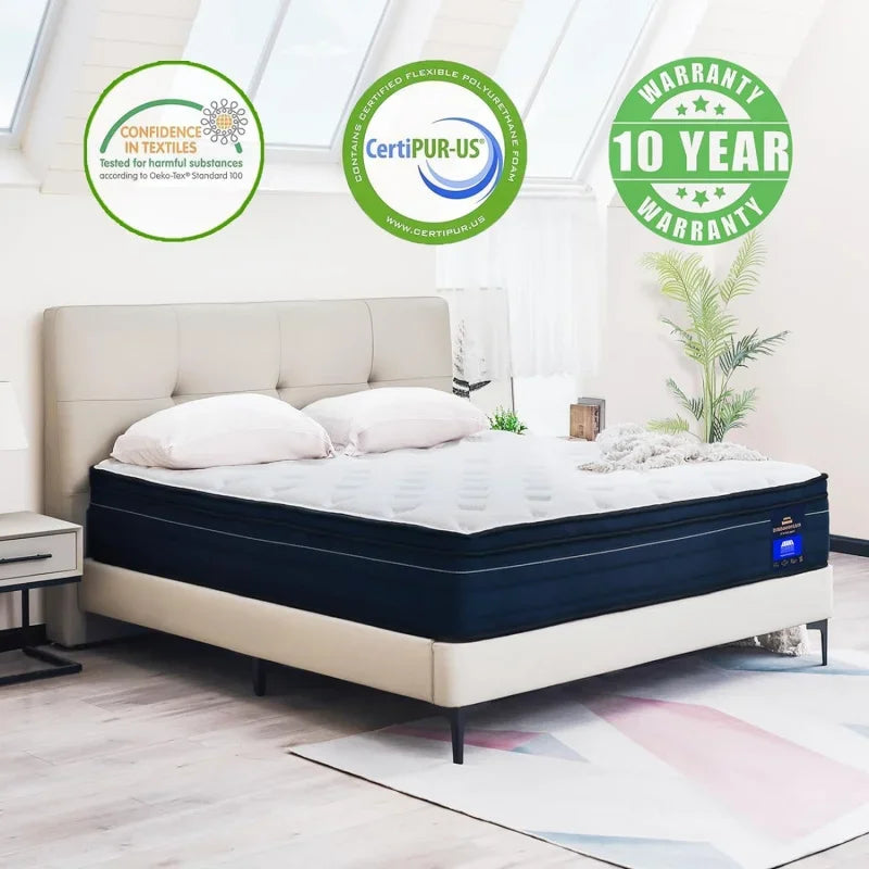 Queen ,14 Inch Gel Memory Foam Hybrid Mattress in a Box,Motion Isolation Individually Pocket Innerspring ,Pressure Relie