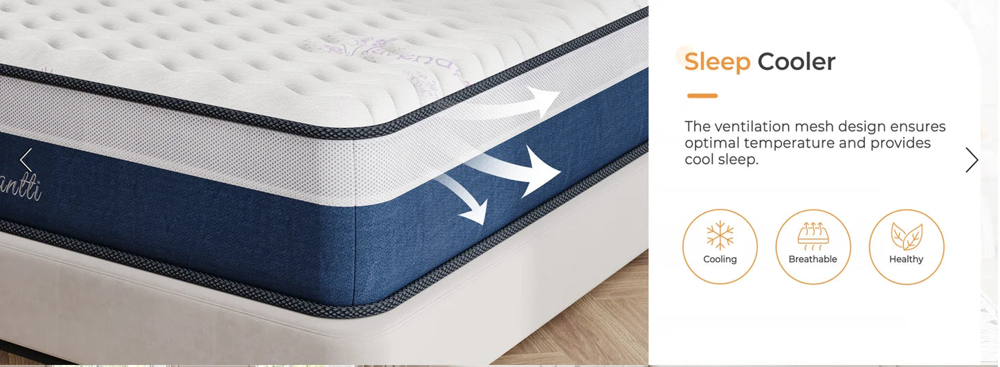 10 Inch Hybrid Mattress with Breathable Memory Foam and Individual Pocket Spring-Medium Firm
