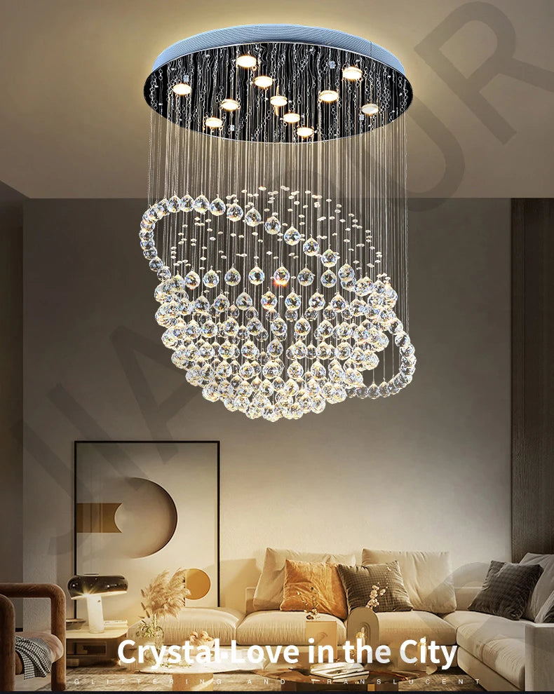 Creative Crystal Chandelier, Hotel Lobby, Restaurant, Duplex Building, Villa, High Ceiling, Living Room, Staircase, Long Chandel