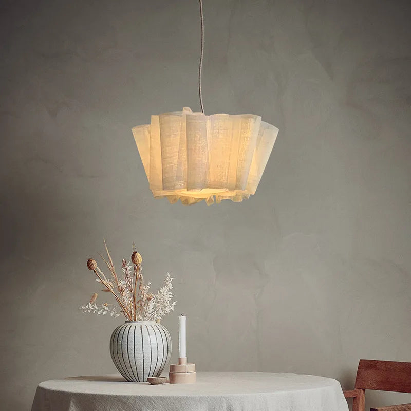 Handmade fabric LED chandelier Japanese retro study bar homestay living room fabric lighting