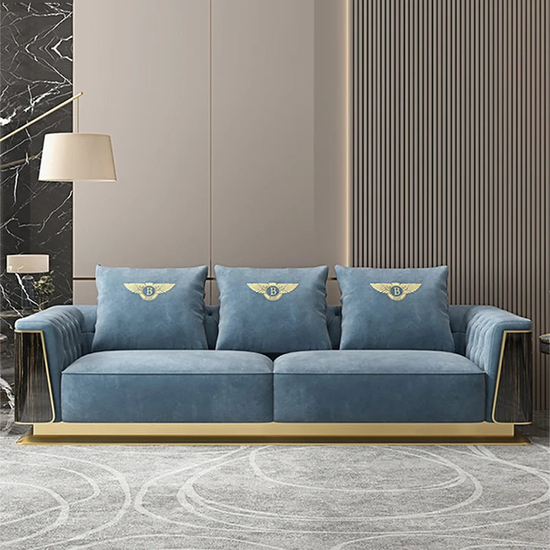 Modern Luxury Sectional Genuine Leather Sofa Set Modular Living Room Furniture Comfortable Chesterfield Sofa for Home Villa