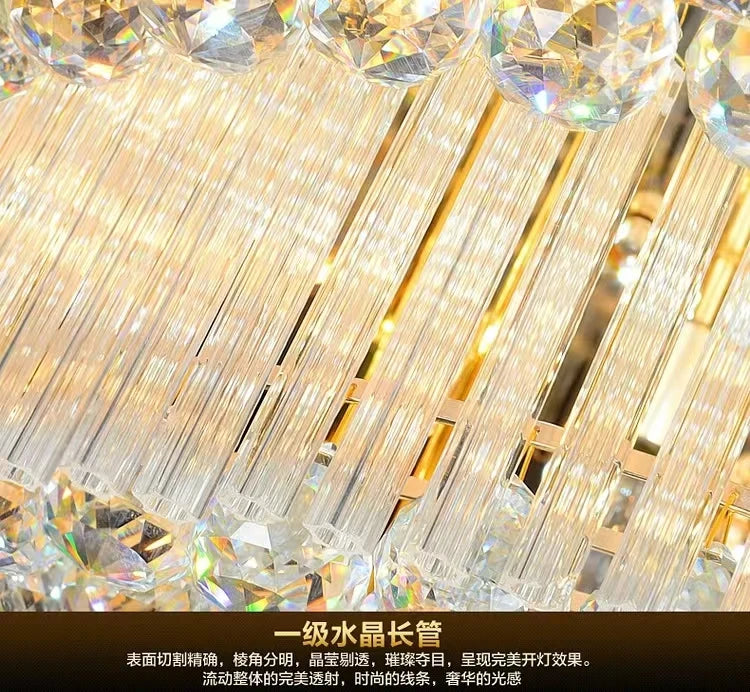 Nordic Modern Golden Round Ring Hanging Light Modern LED Crystal Ceiling Chandelier Lamp For Dinning Living Room Hall Home Decor