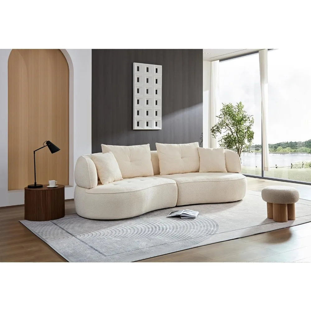 135"Curved Sectional Sofa,Modern Boucle Fabric Upholstered Modular Couch Oversized 6-Seat Sofa for Living Room,Bedroom,Apartment