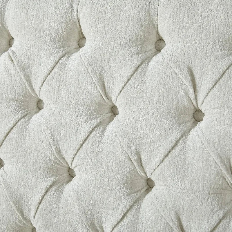 AMERLIFE King Size Platform Bed Frame, Chenille Upholstered Sleigh Bed with Scroll Wingback Headboard & Footboard/Button Tufted