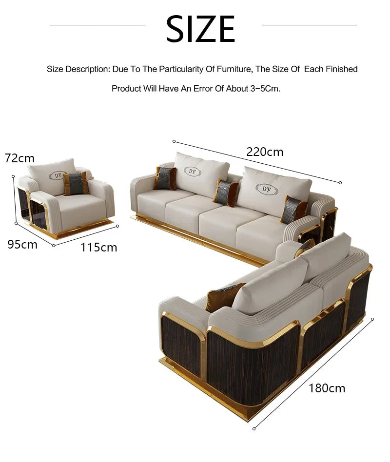 Modern Luxury Leather with Wooden Sofa Set, Fashion 2/3/4 Seater Sofa, Leather Couch for Living Room Accept Customzied Color
