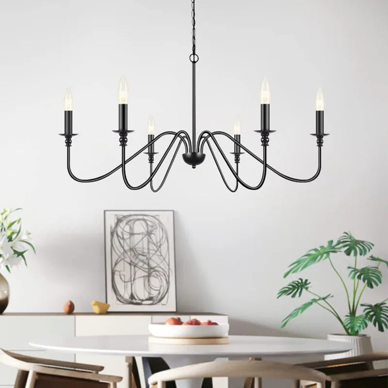 Retro Loft Living Room Chandelier Lighting E14 Vintage American Style Black/Gold Ceiling Chandelier Household Dining Room Light