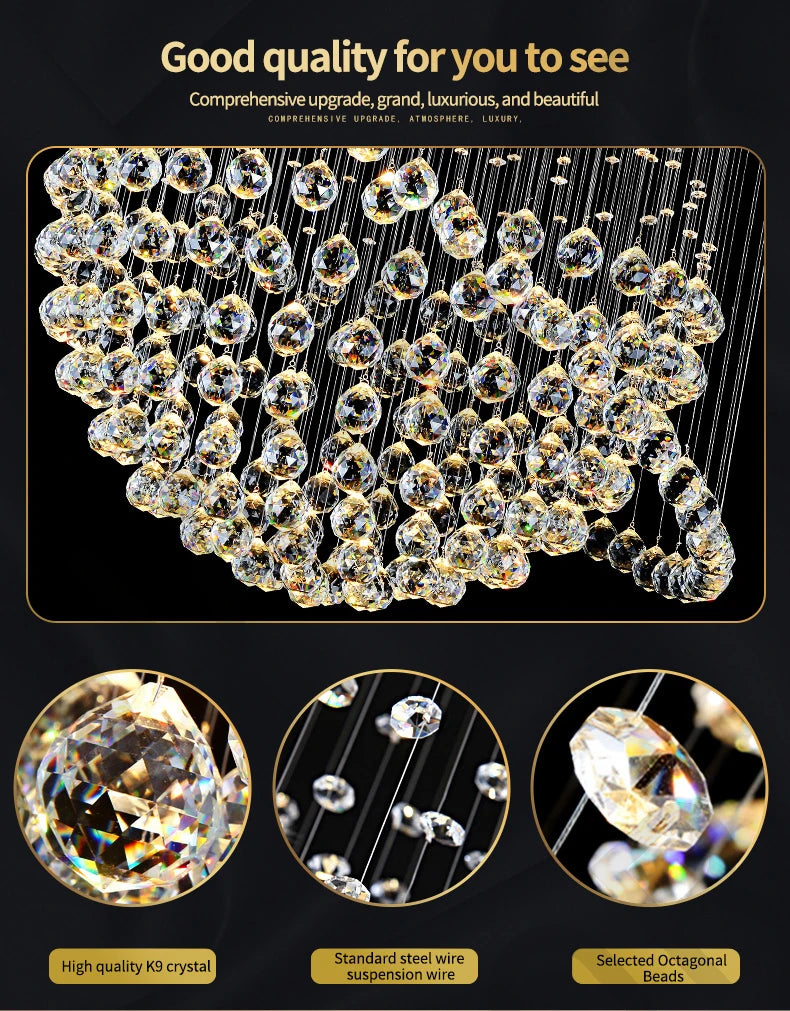 Creative Crystal Chandelier, Hotel Lobby, Restaurant, Duplex Building, Villa, High Ceiling, Living Room, Staircase, Long Chandel