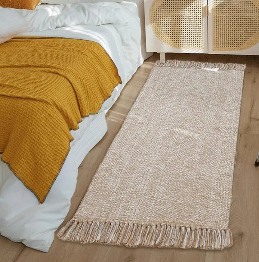 Kilim Cotton Linen Woven Carpets for Living Room Home Bedroom Rug Sofa Coffee Table Bedside Mat Modern Carpet with Tassel Tapis
