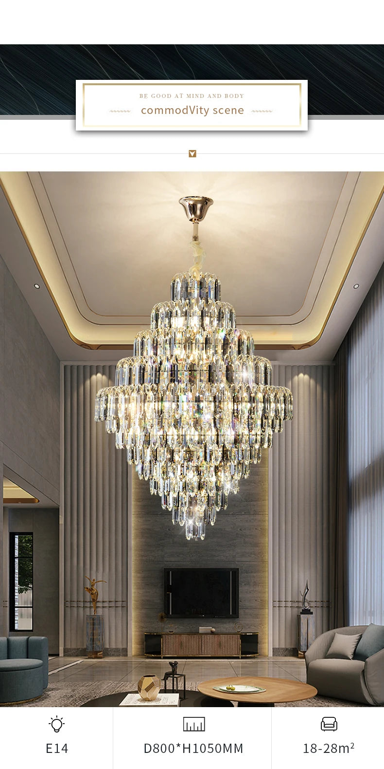 Designer LED Light Luxury Villa Main Hall Crystal Chandelier Luxury Hotel Restaurant Sales Office Custom Lights Pendant lights