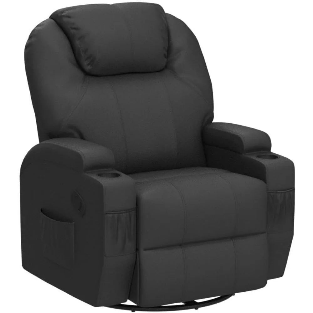 Recliner Chair, Rocking Massage Chairs, Home Reclining Sofa Chair, PU Leather, Ergonomic Living Room Chair with Cup Holders