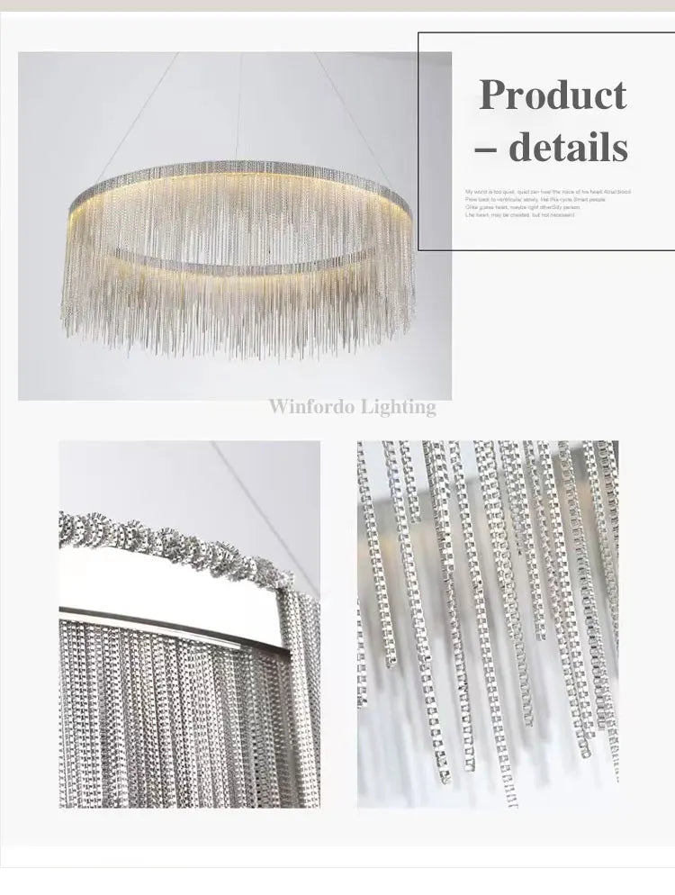 2024 Modern Art Decor Tassel Pendant Lamps Chain Chandelier for Bedroom Living Room Restaurant Lights Winfordo 110V / 220V