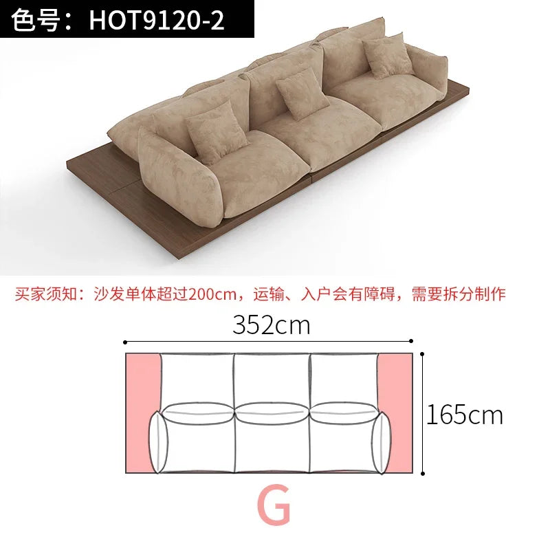 Japanese-style log wabi-sabi wind platform bread fabric sofa living room minimalist creative furniture