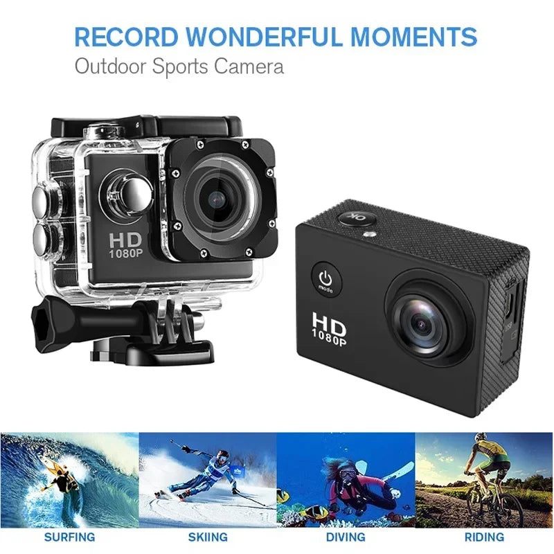 Portable Action Cameras Waterproof Camera with Remote Control Outdoor Cycling Record HD Digital Cameras Photography Camera